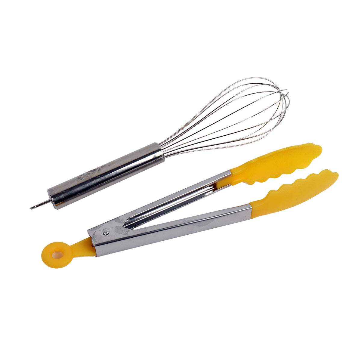Stainless steel egg whisk with food tongs 