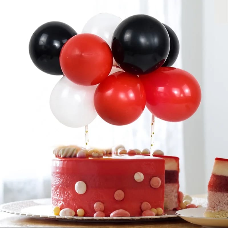 Black, white and red balloons, 10 balloons 
