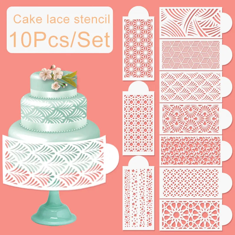 Cake decorating stencil template set 10pcs pc-1889OD