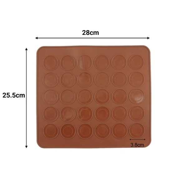 مفرش سيليكون ماكرون ، مقاس المفرش 28*25.5 سم ، قطر الدائرة 3.8 سم